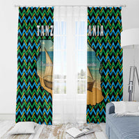 Tanzania Coastal Life Window Curtain with Swahili Dhow Boat and Tribal Pattern - Wonder Print Shop