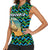 Tanzania Coastal Life Women Sleeveless Polo Shirt with Swahili Dhow Boat and Tribal Pattern - Wonder Print Shop