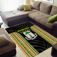 Equatorial Guinea Heritage Area Rug with National Emblem and Tribal Zebra Print