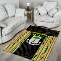 Equatorial Guinea Heritage Area Rug with National Emblem and Tribal Zebra Print