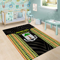 Equatorial Guinea Heritage Area Rug with National Emblem and Tribal Zebra Print