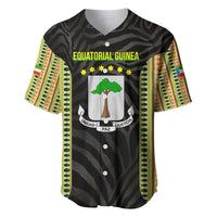 Equatorial Guinea Heritage Baseball Jersey with National Emblem and Tribal Zebra Print