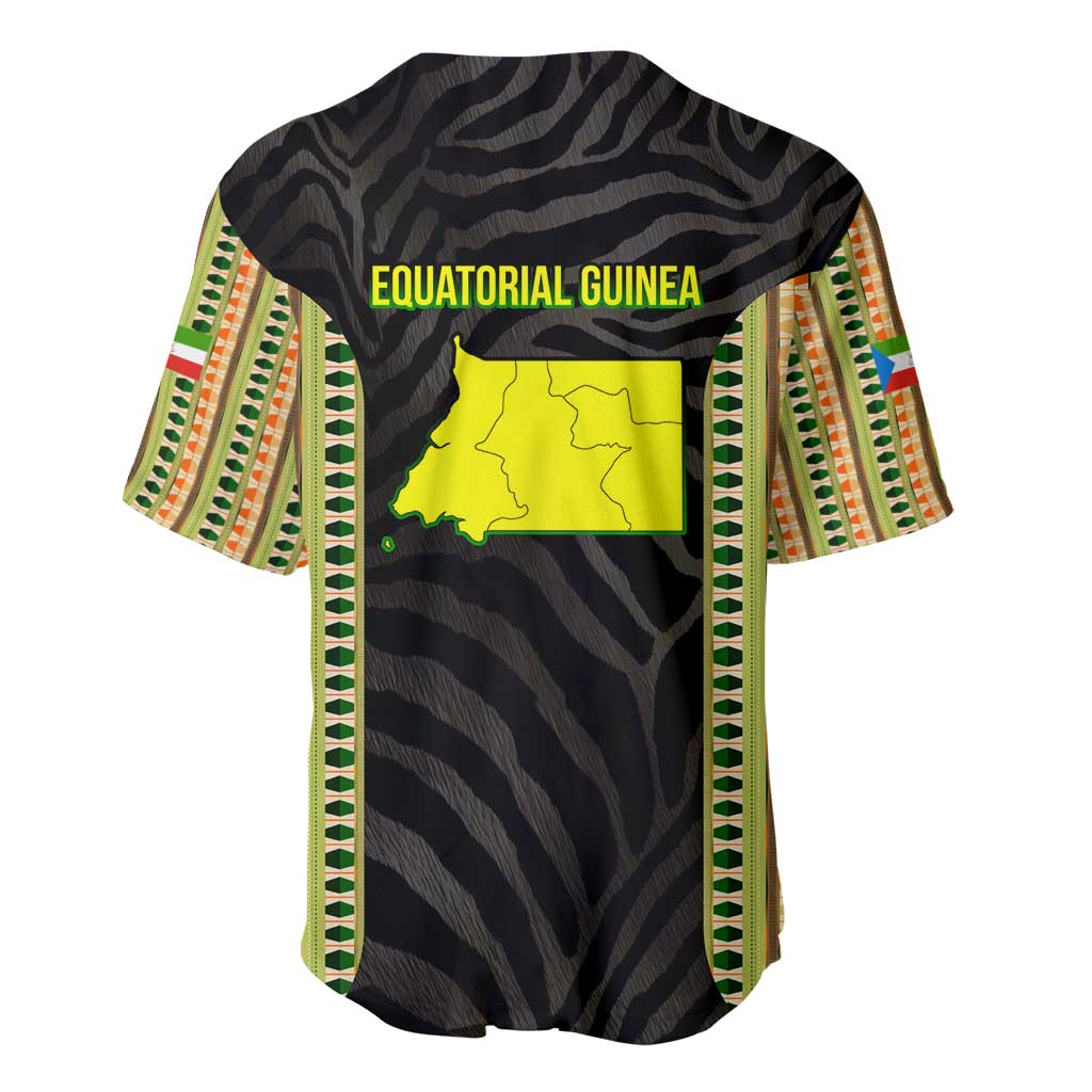 Equatorial Guinea Heritage Baseball Jersey with National Emblem and Tribal Zebra Print