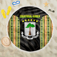 Equatorial Guinea Heritage Beach Blanket with National Emblem and Tribal Zebra Print