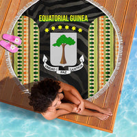 Equatorial Guinea Heritage Beach Blanket with National Emblem and Tribal Zebra Print