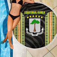 Equatorial Guinea Heritage Beach Blanket with National Emblem and Tribal Zebra Print