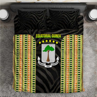 Equatorial Guinea Heritage Bedding Set with National Emblem and Tribal Zebra Print