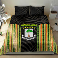 Equatorial Guinea Heritage Bedding Set with National Emblem and Tribal Zebra Print