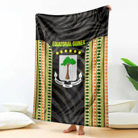 Equatorial Guinea Heritage Blanket with National Emblem and Tribal Zebra Print