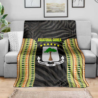 Equatorial Guinea Heritage Blanket with National Emblem and Tribal Zebra Print