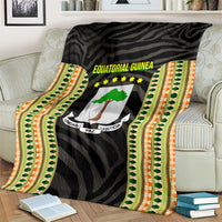 Equatorial Guinea Heritage Blanket with National Emblem and Tribal Zebra Print