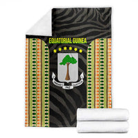 Equatorial Guinea Heritage Blanket with National Emblem and Tribal Zebra Print