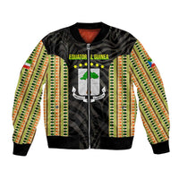 Equatorial Guinea Heritage Bomber Jacket with National Emblem and Tribal Zebra Print