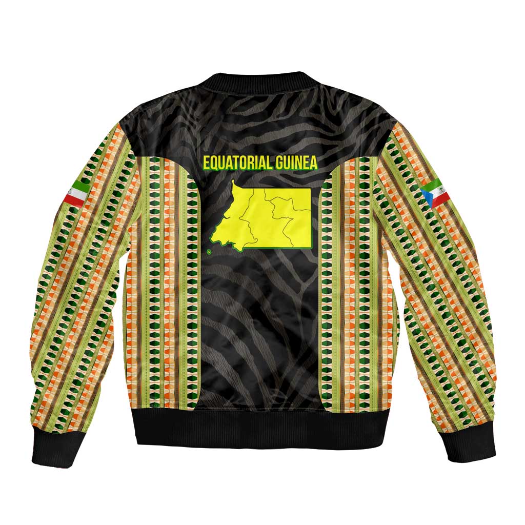 Equatorial Guinea Heritage Bomber Jacket with National Emblem and Tribal Zebra Print