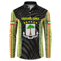 Equatorial Guinea Heritage Button Sweatshirt with National Emblem and Tribal Zebra Print