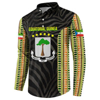 Equatorial Guinea Heritage Button Sweatshirt with National Emblem and Tribal Zebra Print