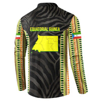 Equatorial Guinea Heritage Button Sweatshirt with National Emblem and Tribal Zebra Print