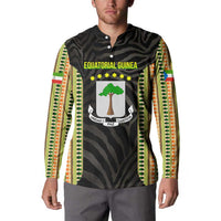 Equatorial Guinea Heritage Button Sweatshirt with National Emblem and Tribal Zebra Print