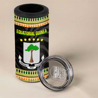 Equatorial Guinea Heritage 4 in 1 Can Cooler Tumbler with National Emblem and Tribal Zebra Print