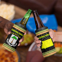 Equatorial Guinea Heritage 4 in 1 Can Cooler Tumbler with National Emblem and Tribal Zebra Print