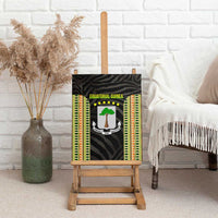 Equatorial Guinea Heritage Canvas Wall Art with National Emblem and Tribal Zebra Print