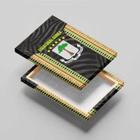 Equatorial Guinea Heritage Canvas Wall Art with National Emblem and Tribal Zebra Print