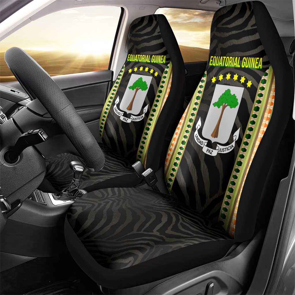 Equatorial Guinea Heritage Car Seat Cover with National Emblem and Tribal Zebra Print