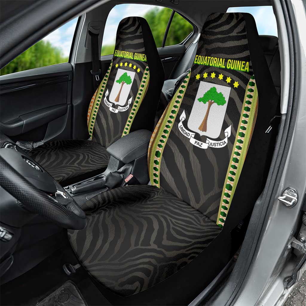 Equatorial Guinea Heritage Car Seat Cover with National Emblem and Tribal Zebra Print