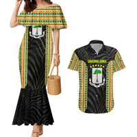 Equatorial Guinea Heritage Couples Matching Mermaid Dress and Hawaiian Shirt with National Emblem and Tribal Zebra Print
