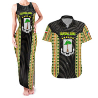 Equatorial Guinea Heritage Couples Matching Tank Maxi Dress and Hawaiian Shirt with National Emblem and Tribal Zebra Print