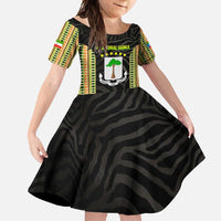 Equatorial Guinea Heritage Family Matching Long Sleeve Bodycon Dress and Hawaiian Shirt with National Emblem and Tribal Zebra Print
