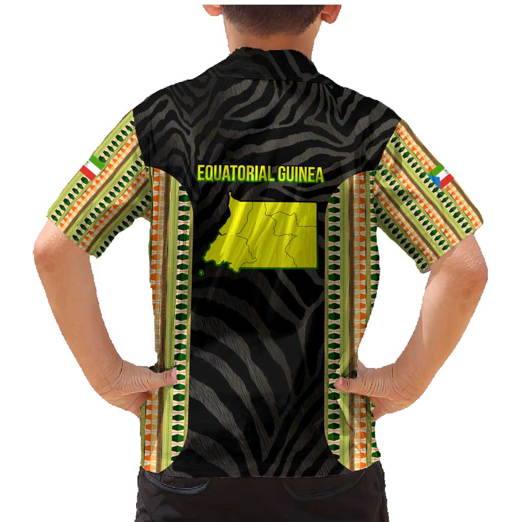 Equatorial Guinea Heritage Family Matching Mermaid Dress and Hawaiian Shirt with National Emblem and Tribal Zebra Print