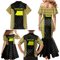 Equatorial Guinea Heritage Family Matching Mermaid Dress and Hawaiian Shirt with National Emblem and Tribal Zebra Print