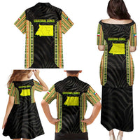 Equatorial Guinea Heritage Family Matching Puletasi and Hawaiian Shirt with National Emblem and Tribal Zebra Print