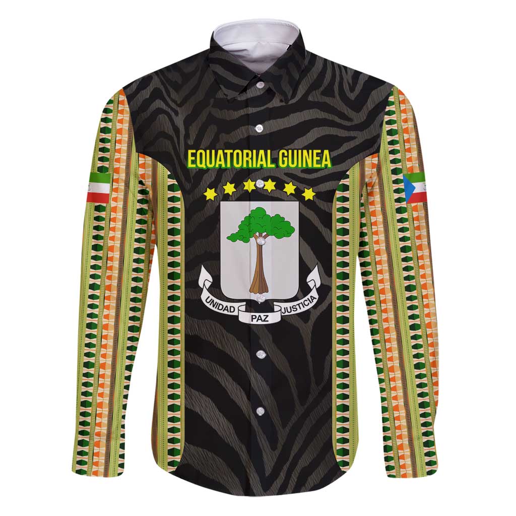 Equatorial Guinea Heritage Family Matching Puletasi and Hawaiian Shirt with National Emblem and Tribal Zebra Print