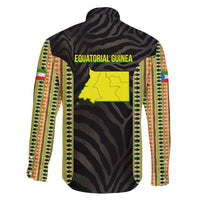 Equatorial Guinea Heritage Family Matching Short Sleeve Bodycon Dress and Hawaiian Shirt with National Emblem and Tribal Zebra Print