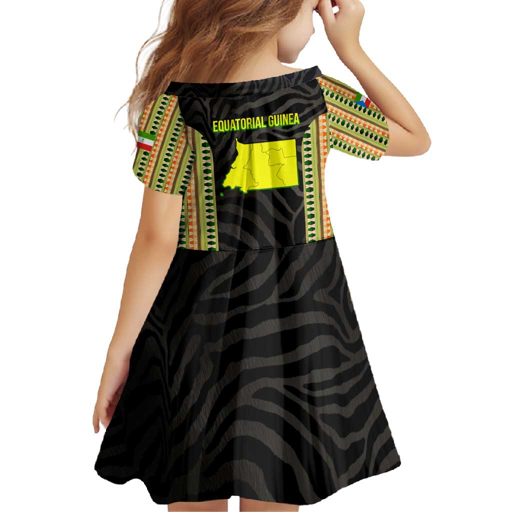 Equatorial Guinea Heritage Family Matching Summer Maxi Dress and Hawaiian Shirt with National Emblem and Tribal Zebra Print