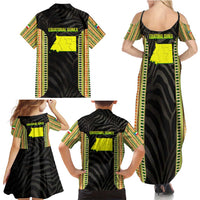 Equatorial Guinea Heritage Family Matching Summer Maxi Dress and Hawaiian Shirt with National Emblem and Tribal Zebra Print