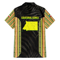 Equatorial Guinea Heritage Family Matching Tank Maxi Dress and Hawaiian Shirt with National Emblem and Tribal Zebra Print