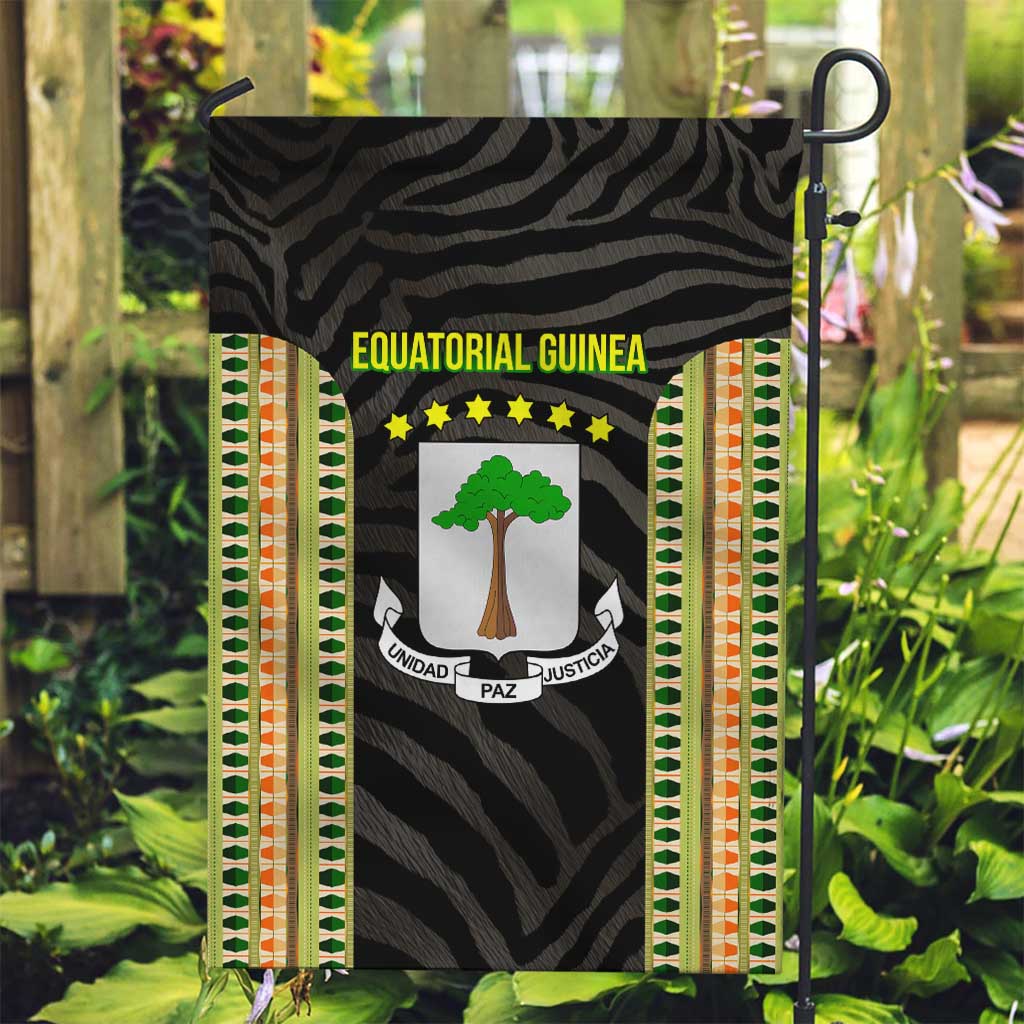 Equatorial Guinea Heritage Garden Flag with National Emblem and Tribal Zebra Print