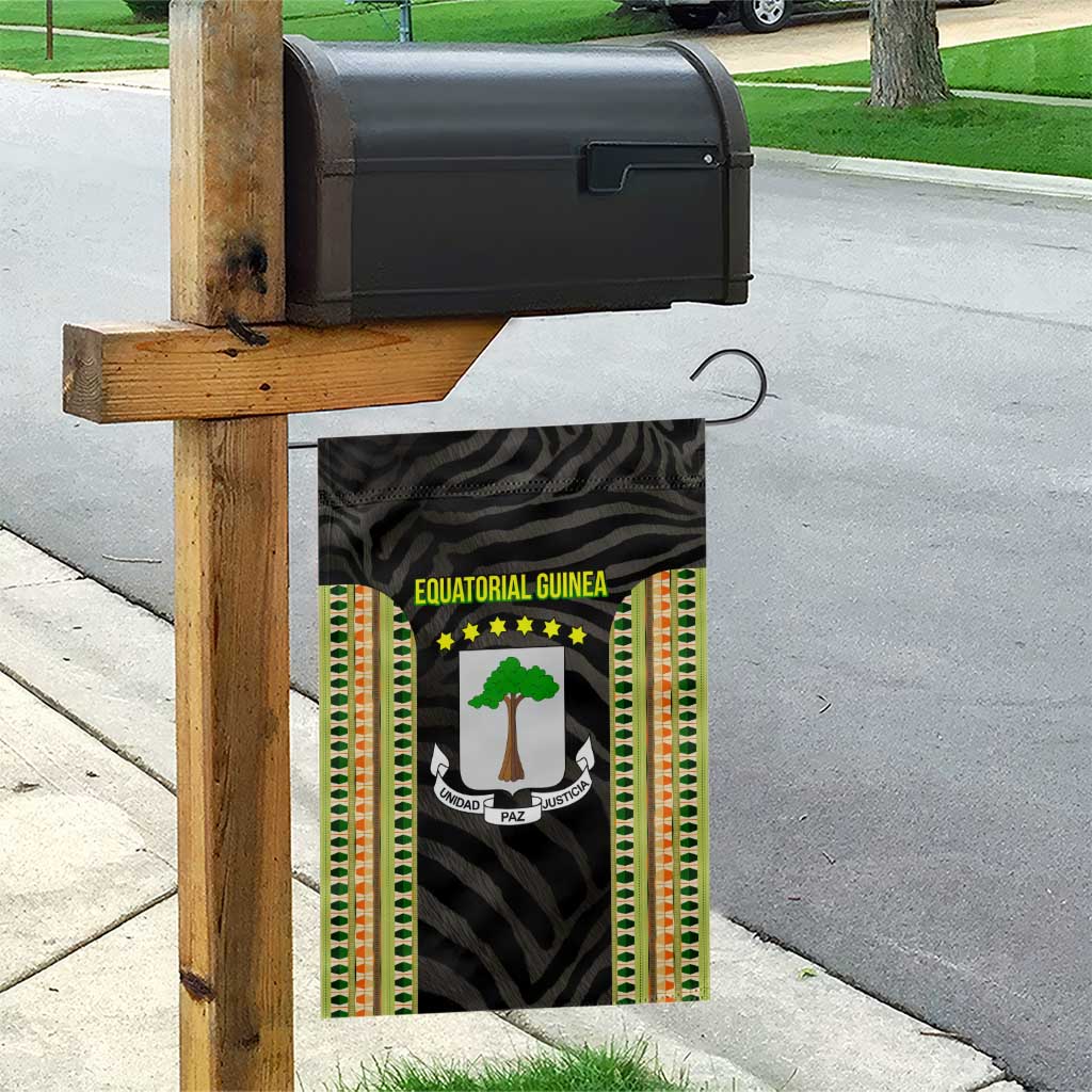 Equatorial Guinea Heritage Garden Flag with National Emblem and Tribal Zebra Print