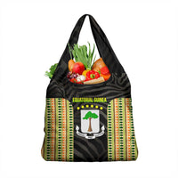 Equatorial Guinea Heritage Grocery Bag with National Emblem and Tribal Zebra Print