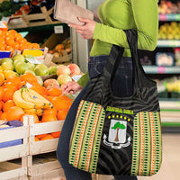 Equatorial Guinea Heritage Grocery Bag with National Emblem and Tribal Zebra Print