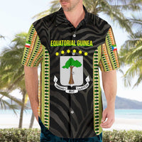 Equatorial Guinea Heritage Hawaiian Shirt with National Emblem and Tribal Zebra Print