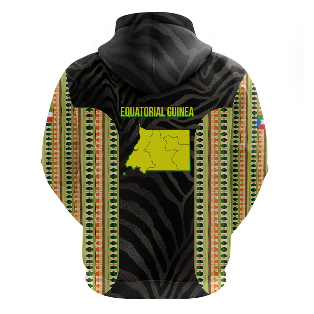 Equatorial Guinea Heritage Hoodie with National Emblem and Tribal Zebra Print