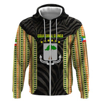 Equatorial Guinea Heritage Hoodie with National Emblem and Tribal Zebra Print