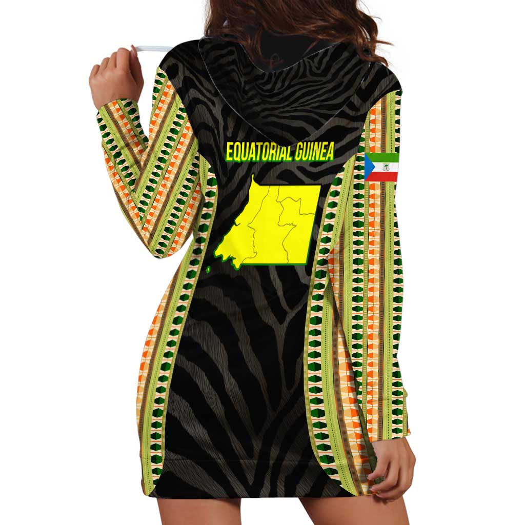 Equatorial Guinea Heritage Hoodie Dress with National Emblem and Tribal Zebra Print
