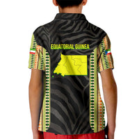 Equatorial Guinea Heritage Kid Polo Shirt with National Emblem and Tribal Zebra Print