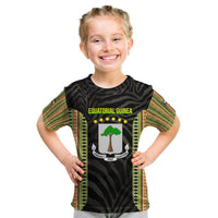 Equatorial Guinea Heritage Kid T Shirt with National Emblem and Tribal Zebra Print