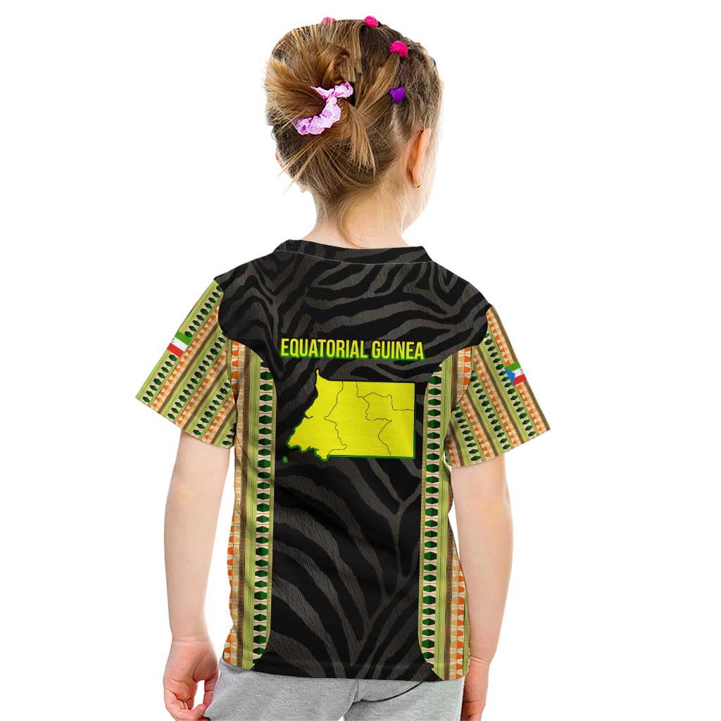 Equatorial Guinea Heritage Kid T Shirt with National Emblem and Tribal Zebra Print